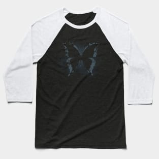 BUTTERFLY Blue, Retro Design, Ring Grid Baseball T-Shirt